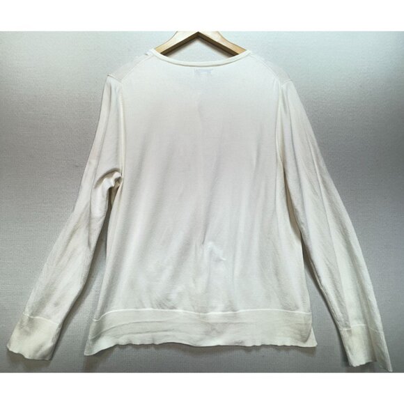 Croft & Barrow Womens Cardigan Sweater Size XL Cream Embellished Button-Front - Picture 7 of 9